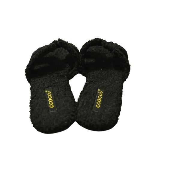 Ccocci Size 7 Black Furry Slip On Shoes Sherpa Slippers Cozy - Picture 8 of 8